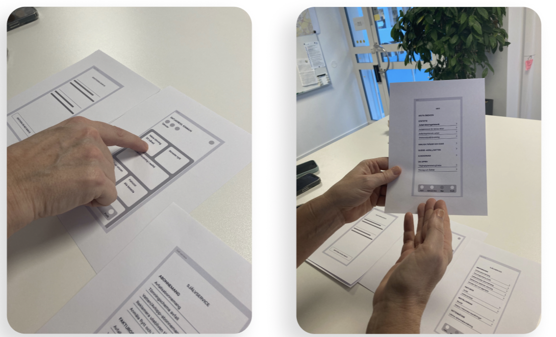 Image of user test lo-fi prototype