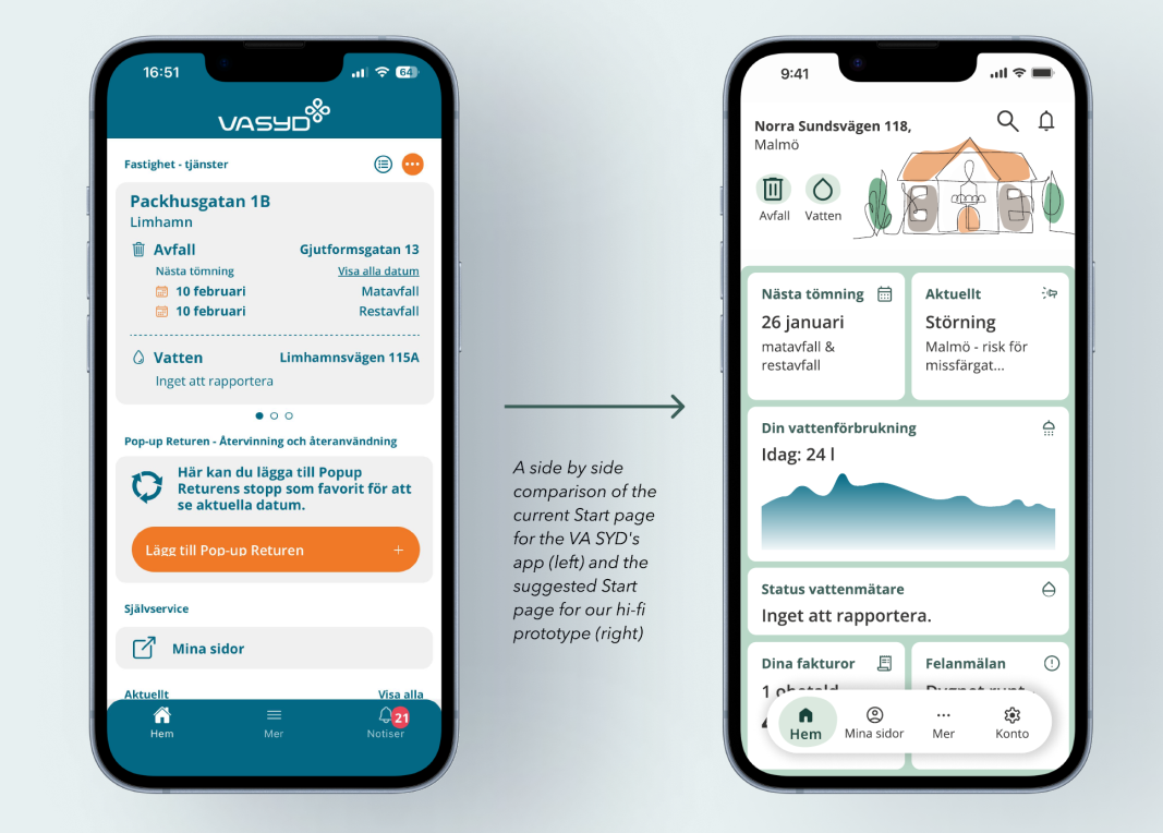 Image of VA SYD current app vs prototype
